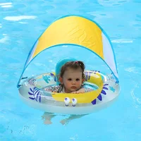 Swimbobo Child Inflatable Dinosaur Cute Swimming Seat Boat Floating Toddler Water Toy Baby Swim Rings Pool Float  With Canopy 1