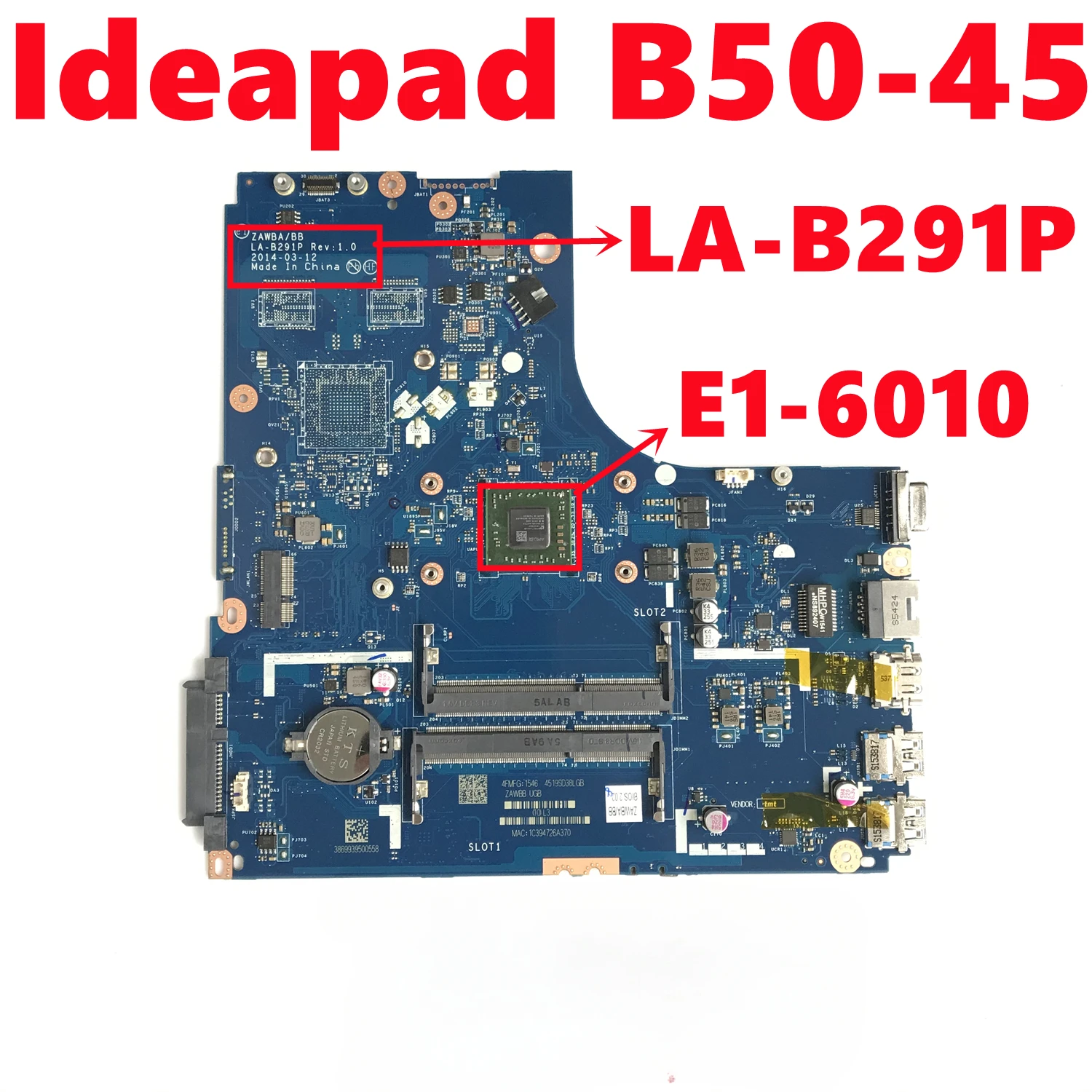 С детской материнской платой ЦП 100% тест для Lenovo Ideapad E1-6010 материнская плата для ноутбука ZAWBA/BB B50-45 С детской материнской платой ЦП 100% тест для Lenovo Ideapad E1-6010 материнская плата для ноутбука ZAWBA/BB B50-45