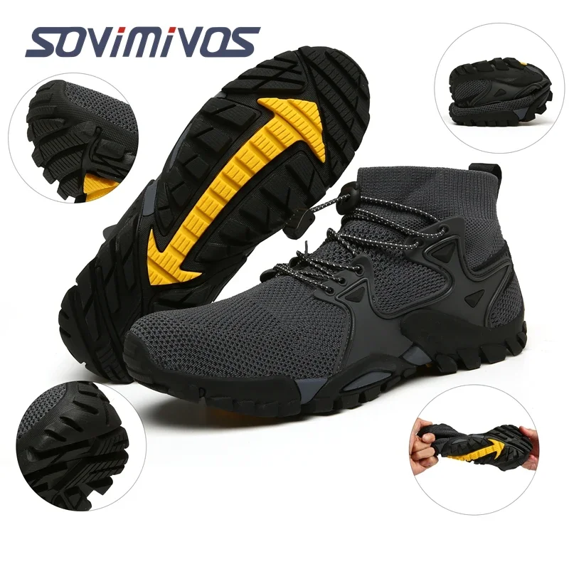 Hiking Boots Mens Outdoor Athletic Sports Trail Running High-Top Barefoot Upstream Water Trekking Climbing Sneakers men hiking shoes
