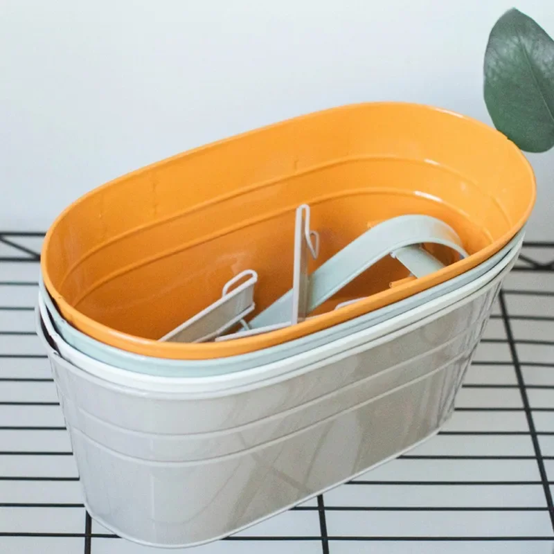 Colorful Hanging Flower Pot Detachable Double Hook Fence Plant Pot Horticultural Decor Bonsai Flower Rack Home Balcony Decor