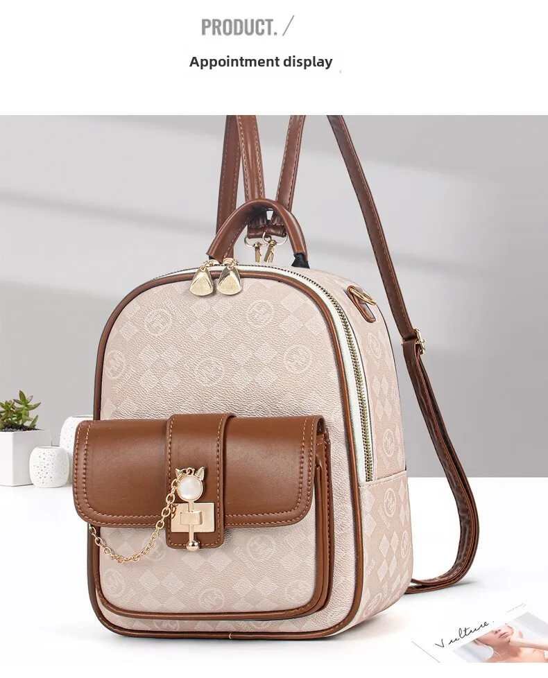 Rucksack Damentasche Feste Form Rucksack im koreanischen Stil Bedruckter Damen-Reiserucksack Große Kapazität Schultasche_voghion.com