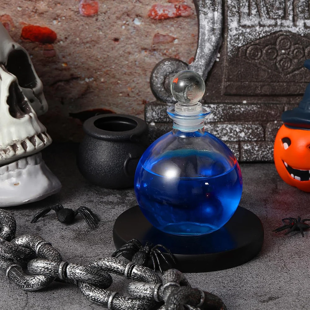 Round Glass Spherical Bottles, "Potion Bottles" w/ Corks (8.8-Ounce) Large Bottles for Costume Props, Decor & DIY Crafts 6