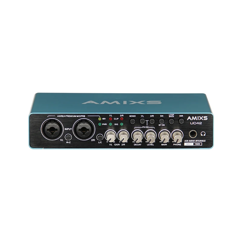 AMIXS UC42 Audio Interface for Recording Computer Free Drive USB External Sound Card for Pc Audio Equipment Professional Video,audio interface