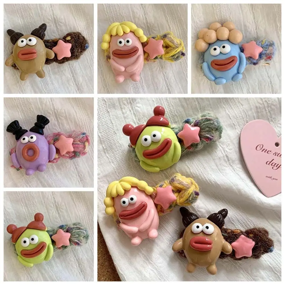 

Star Cartoon Doll Duckbill Clip Elegant Plush Knitted Ugly Doll Hairpin Colorful Barrettes Funny Hair Clip Daily