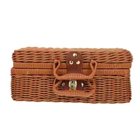 Rattan Suitcase Handwoven Retro Storage Imitation Simulated Decorative Style Vintage Food Containers with Lids 1