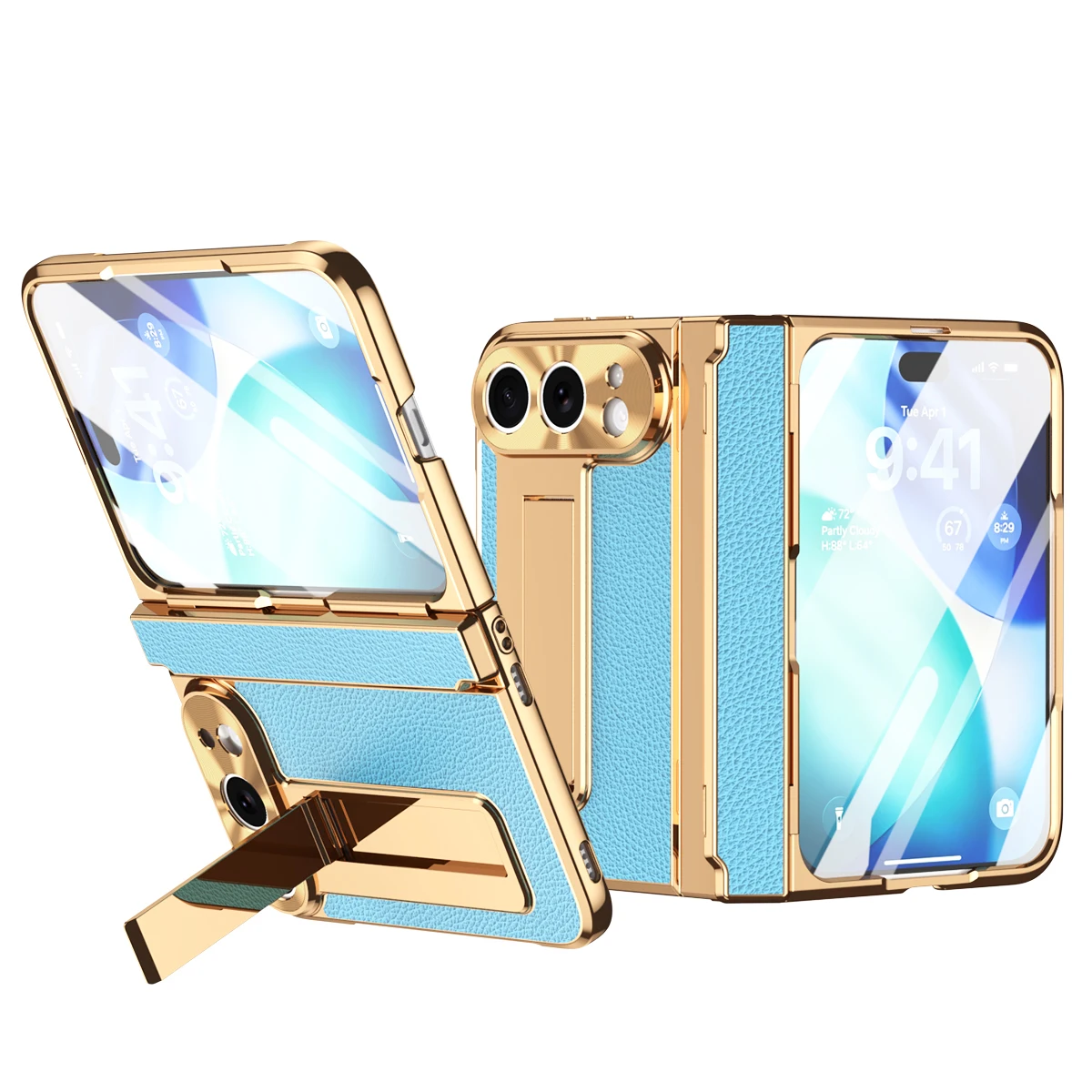 Magnetic Stand Case with Tempered Glass Film and Magsafe-Compatible Wireless Charging
