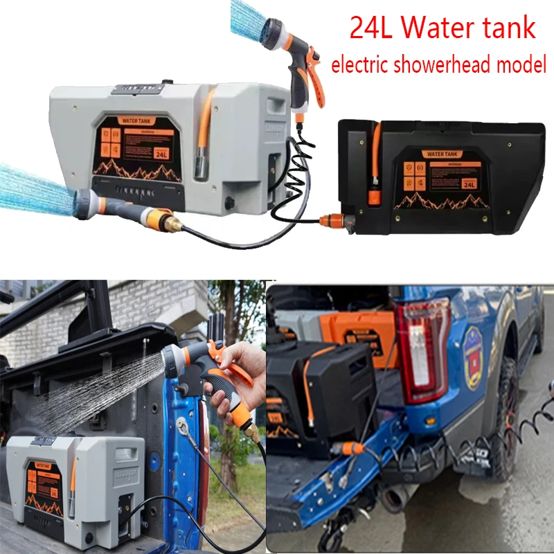 24L Electric Mounted Water Tank Large Capacity Portable Camping Water Storage Bucket Detachable Faucet For Outdoor Travel