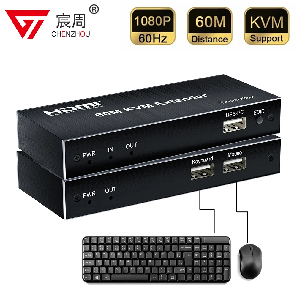 60 м USB KVM HDMI удлинитель 1080P более CAT5e Cat6 Ethernet-кабель RJ45 аудио видео передатчик приемник преобразователь сигнала