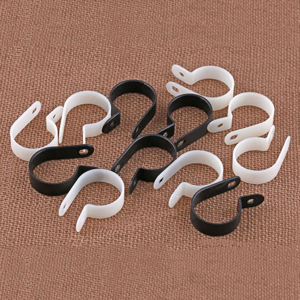 100-10pcs Nylon R-Type Cable Clamp Organizer Cord Clips White/Black Mount Fix Hardware Electrical Fitting Wire Management Button