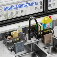 Kitchen Sink Drain Rack Storage Box Stainless Steel Self-draining Sink Detergent Sponge Rack Rag Towel Rack Filter Basket Shelf 1