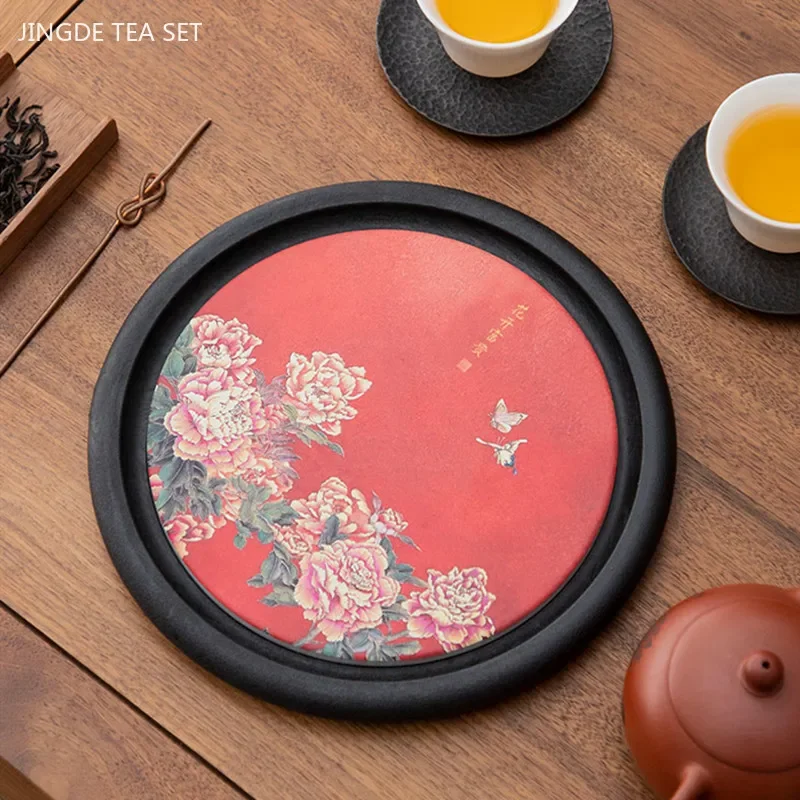 Creative Absorbent Ceramic Tea Tray Quick Drying Teapot Bearing Serving Tray Chinese Tea Accessories Retro Exquisite Tea Tray