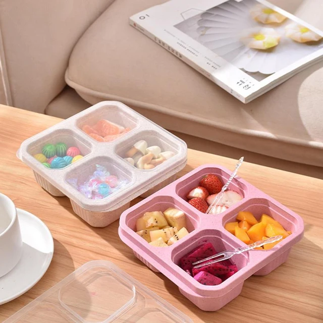 4-Compartment Lunch Containers Bento Snack Box Container With Lid