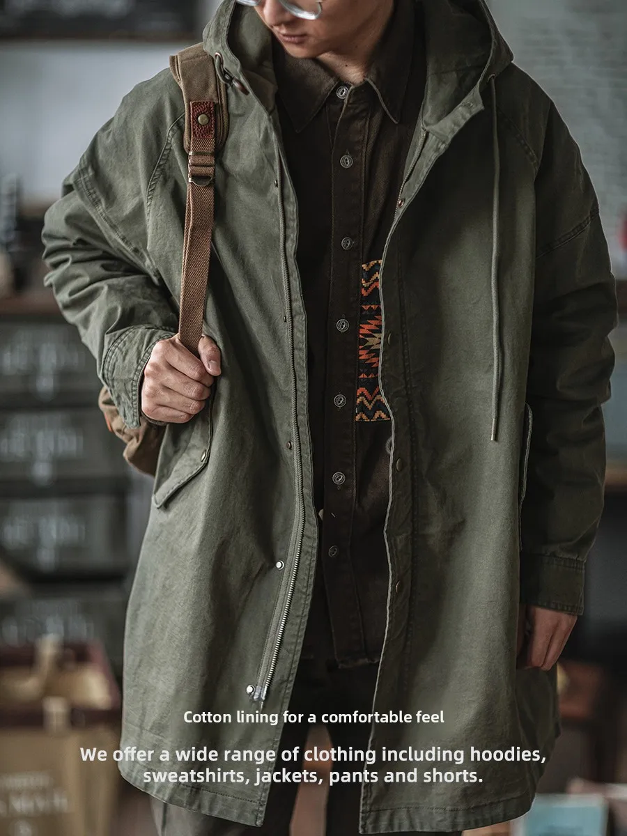 Retro American Military een M5 Fi Tail Parka Workwear Jaet Ameika Sle Mid-Length Coat Autumn Winter Men's Faion