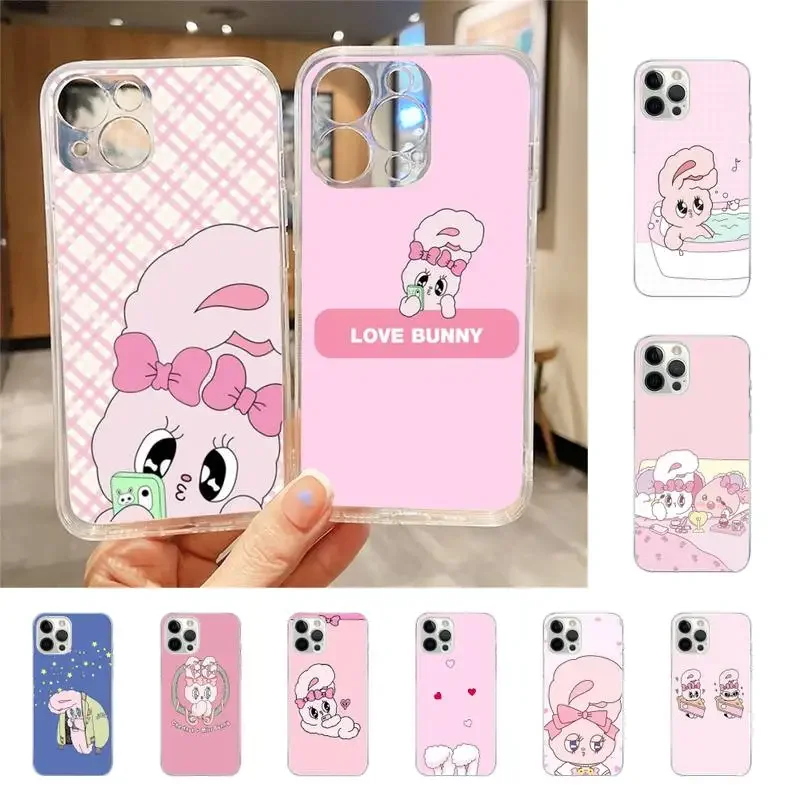 Custodia Per Telefono Cute Pink Rabbit Ester Bunny Per Iphone 7 8 Plus X Xr Xs 11 12 13 15 Se2020 Mini Mobile Iphone 14 Pro Max Case