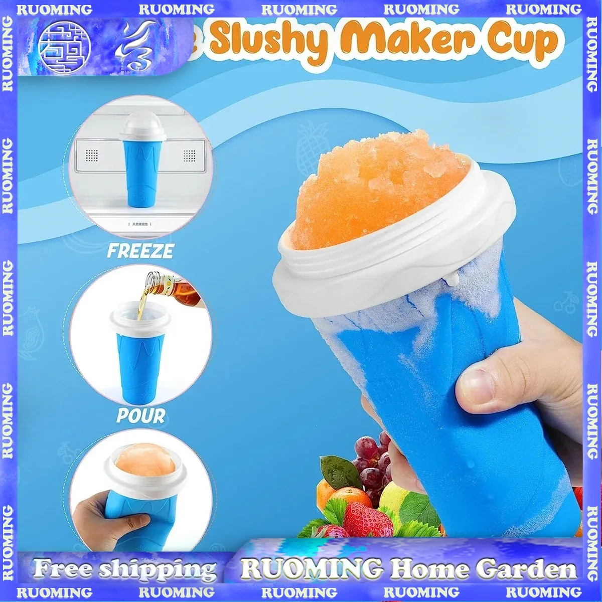 Homemade Smoothie Cup Summer Magic Slushy Maker Squeeze Cup Portable Homemade Milk Shake Maker Cooling Squee DIY Family