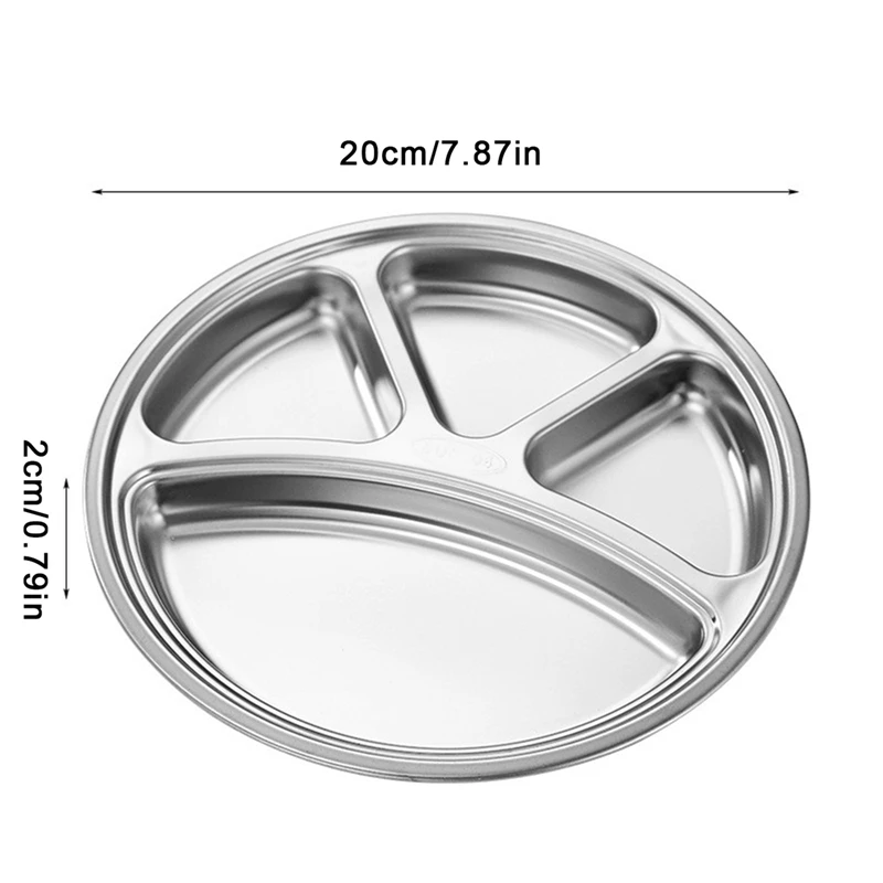 Stainless Steel Tray Divided Flat Compartment Food Trays Circular Dinner Trays Food Portion Plates With Divider Plate Dinnerware