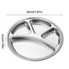 Stainless Steel Tray Divided Flat Compartment Food Trays Circular Dinner Trays Food Portion Plates With Divider Plate Dinnerware 6