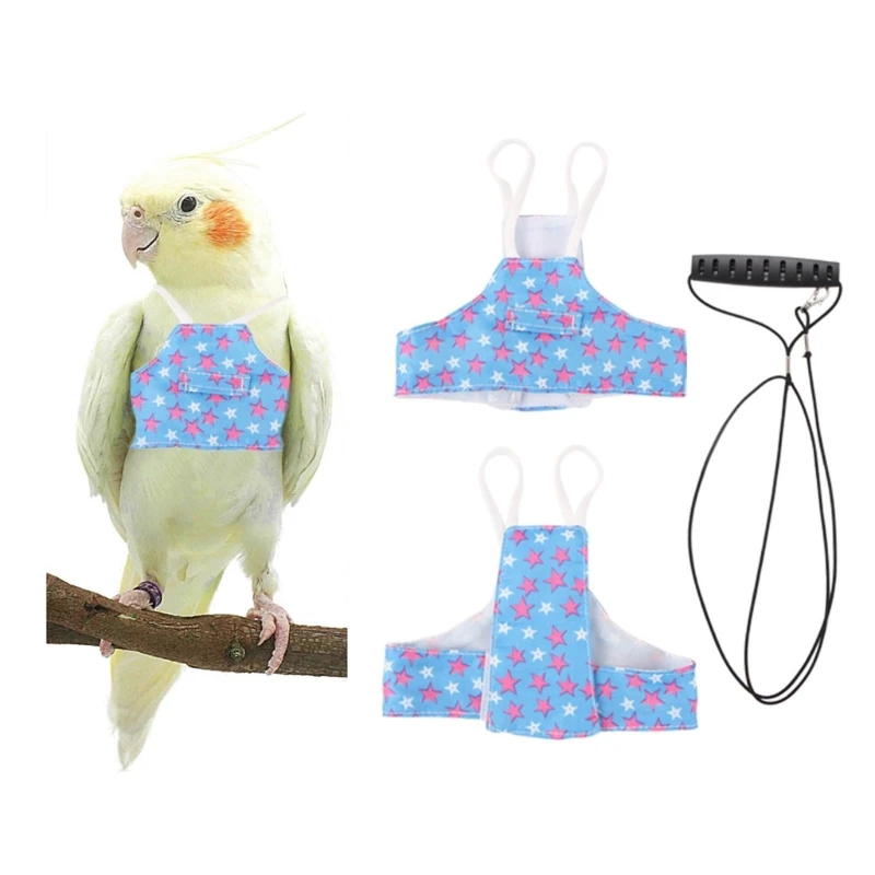 Parrot Harness Leash Flight Suit Fashion Flying Vest Clothes Outdoor Activity Training Harness Vest for Budgies Macaws