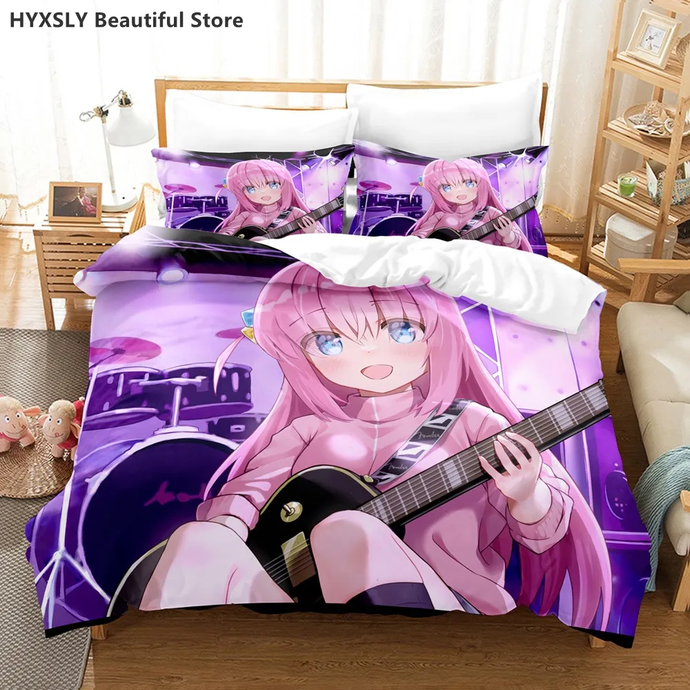 

Bocchi The Rock Anime Bedding Set Pillowcases Single Full Queen King For Girl Kids Anime 3D Bedding Set Duvet Covers
