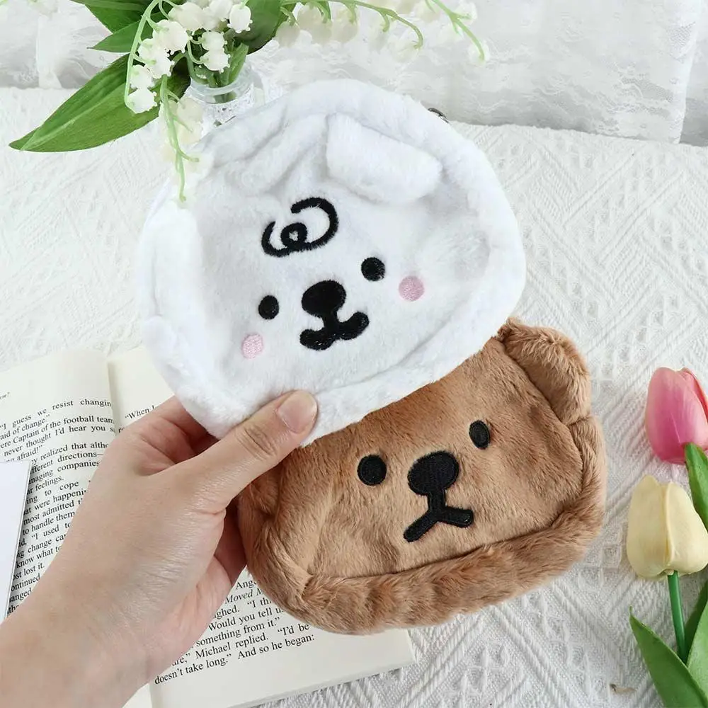 

Органайзер для наушников с мультяшным медведем для девочек, плюшевый косметичка, кошелек для монет, кошелек на молнии, мини-кошелек