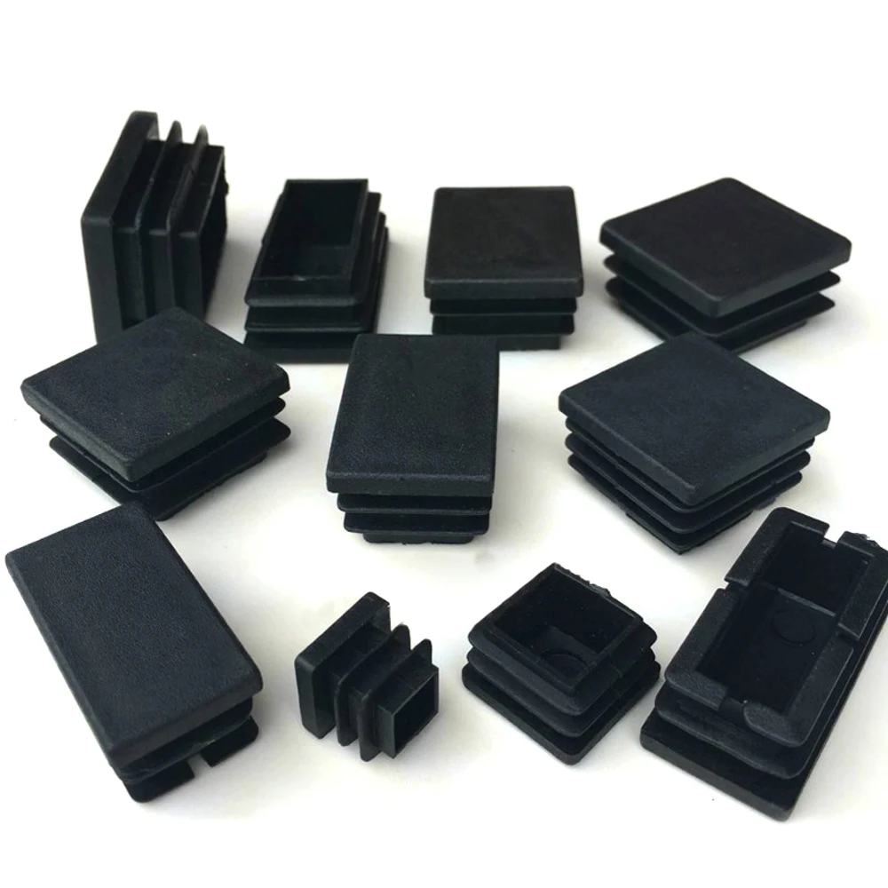 2/4/10Pcs Black Rectangle Plastic Pipe Plug 10x20mm-60x100mm Blanking End Cap Tube Inserts Plug Bung For Steel Furniture Leg silicone rubber plugs pipe end cap rubber caps silicone rubber caps floor protector caps