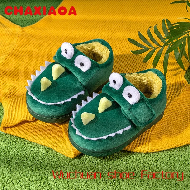 

Winter kids home slippers solid candy color wool indoor shoes for boys toddler soft warm non slip floor girl children's shoes