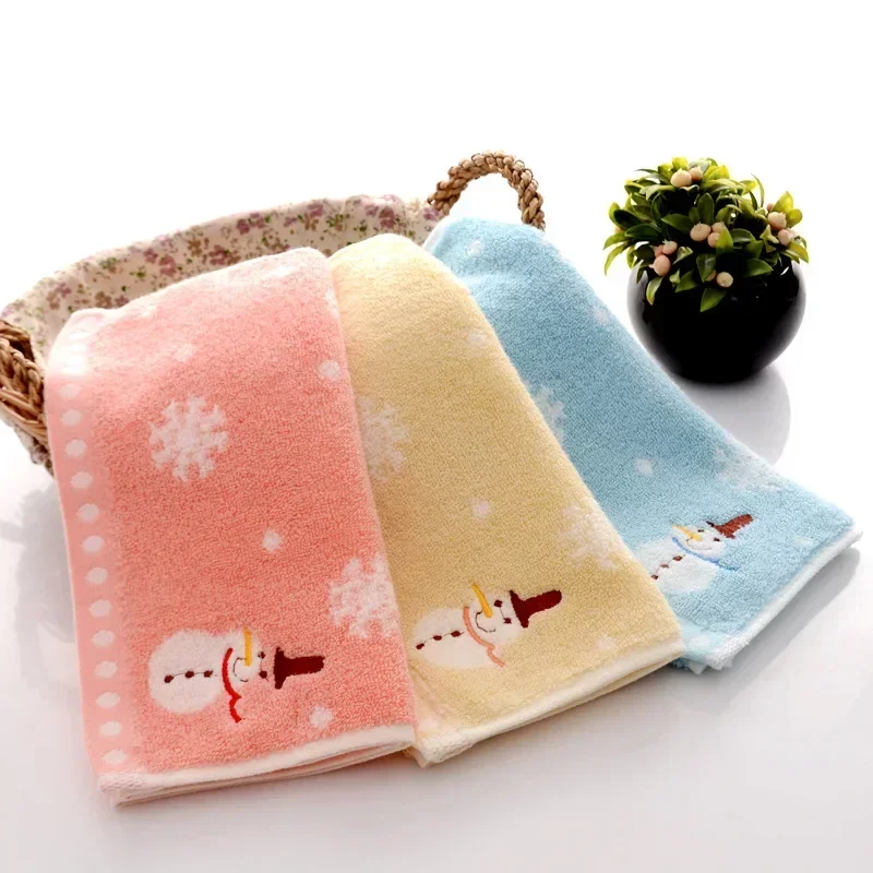 Description Picture 4 of item1Pcs Christmas Hand Face Towel Cotton Snowman Washing Cloth  Kitchen Tea Towel Home Towels Bathroom New Year Gift 25x50cm