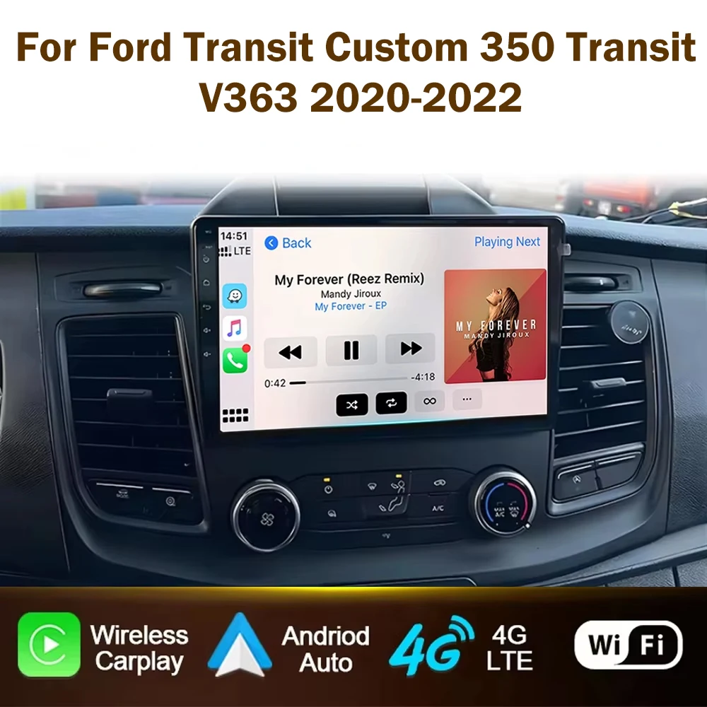 Radio Android para Auto para Ford Transit Custom 350 Transit V363 2020-2022 Reproductor Multimedia de Video Navegación GPS SIN Unidad Principal 2din 1