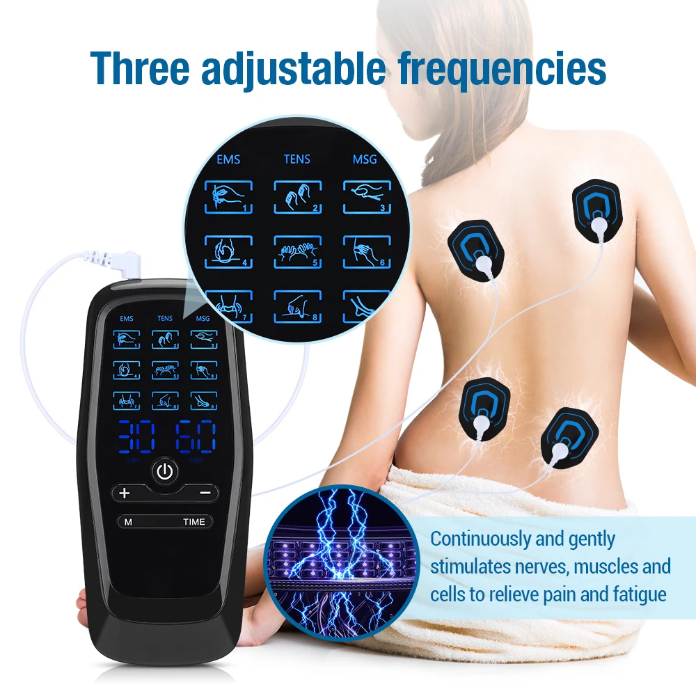 Electric Muscle Stimulator EMS & TENS Unit Pulse Massager for Back Neck Shoulder Knee Joints Full Body Relax 9 Modes 30 Gears - immagine 3