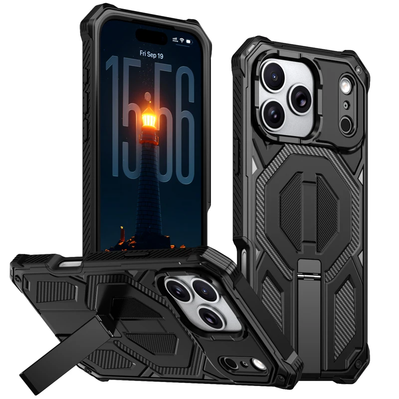 ELVEV Magnetic Rugged Armor Shockproof Phone Case with Bracket