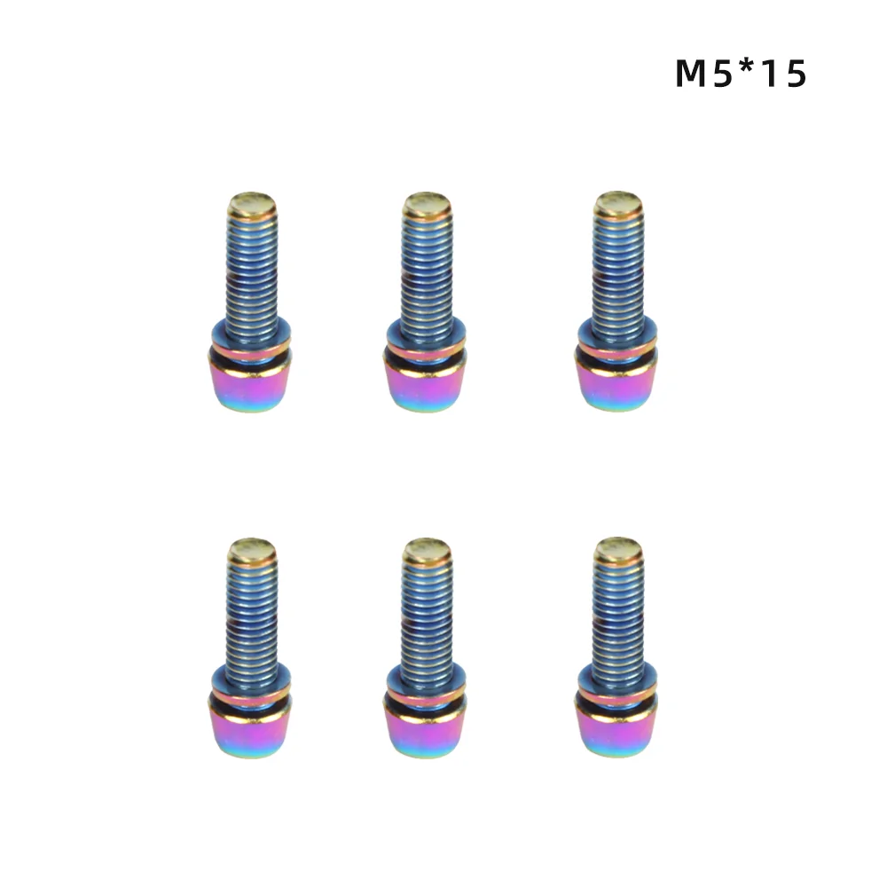 TANKE 6 Stück M5 * 18 15 mm Bolzenschraube mit Dichtung für MTB-Straßenfahrrad-Vorbau und Flaschenhalter Regenbogen – Detail 6