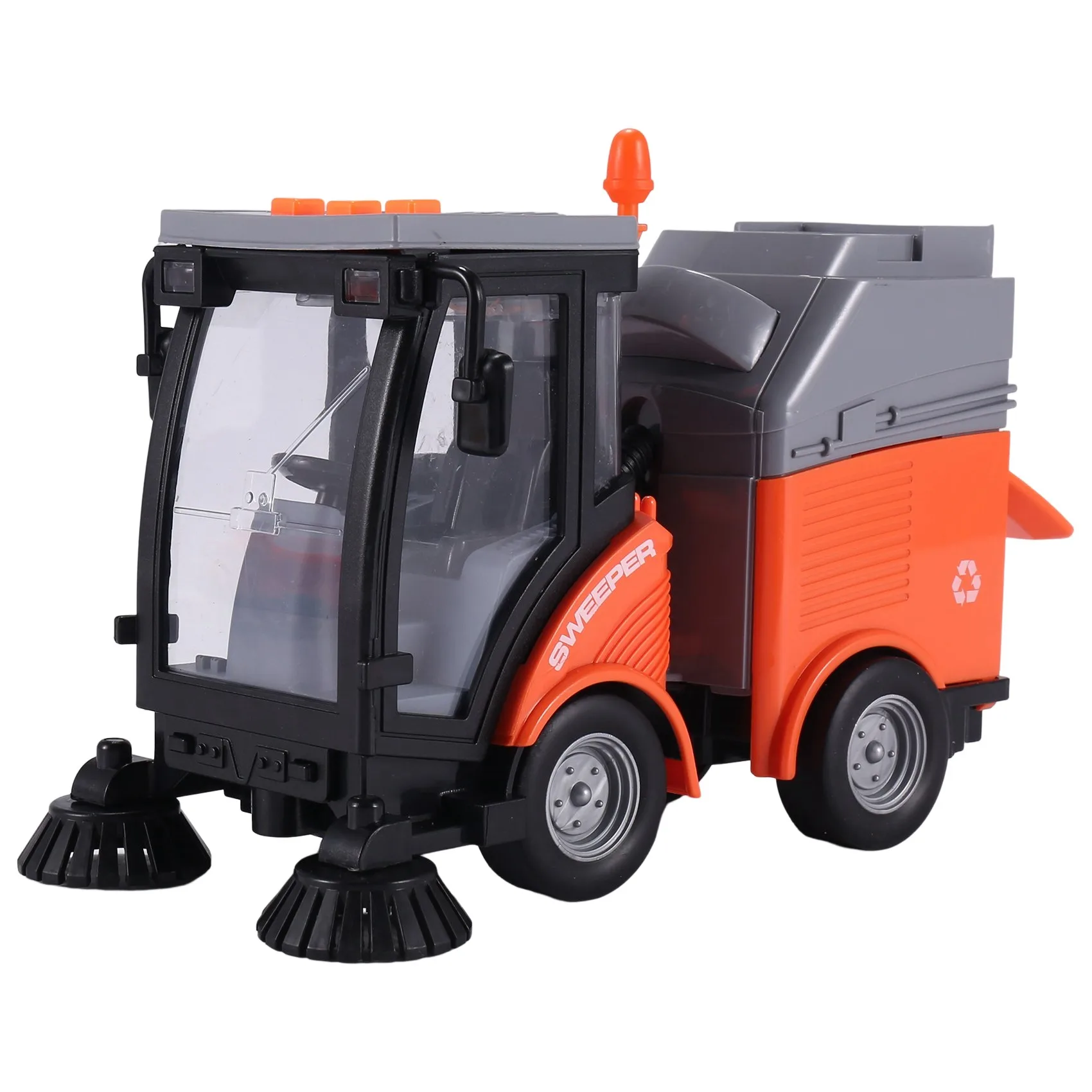 B78B- Işıklı ve Ses Efektli Sokak Süpürme Aracı - Sürtünmeyle Çalışan Tekerlekler, Çıkarılabilir Çöp Kovası ve Döner Fırçalar - Ağır