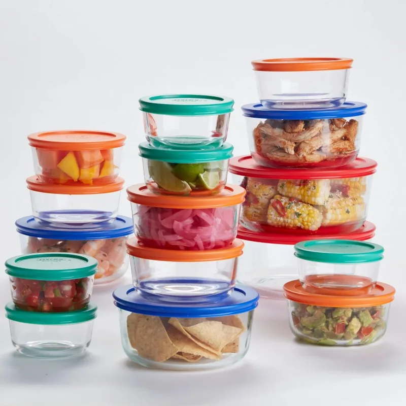

Glass Food Storage & Bake Container Set, 32 Piece with Multicolor Lids