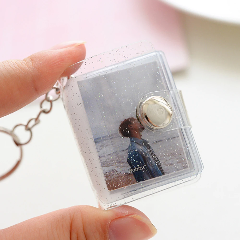 Photography Jelly Color 16 Pockets 2 Inch Card Stock Binders Albums Mini Photo Album Photos Holder Keychain Photo Card Holder