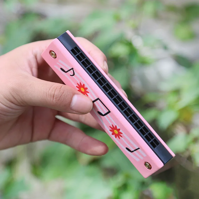 16-Hole Wooden Harmonica Cartoon Animals Painted Toy Musical Instrument Play Kids Early Educational Toys for Children Gifts - Bilde 4