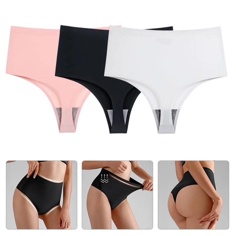 

One Piece Invisible Underwear For Women'S Sports And Fitness, High Waisted Seamless Thong, Ice Silk Thong