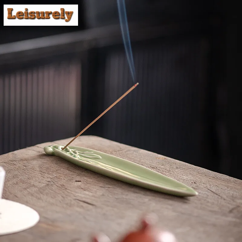 Chinese Style Bamboo Leaf Thread Incense Insert Base Indoor Incense Burner Furnace Aroma Smoke Censer Holder Zen Tea Room Crafts