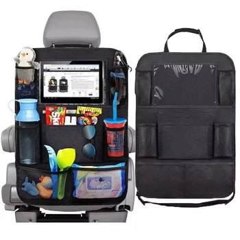 Organizer per sedile posteriore per auto con supporto per tablet touch screen Tasche portaoggetti per auto Copri protezioni per schienale per seggiolino auto Accessori per auto