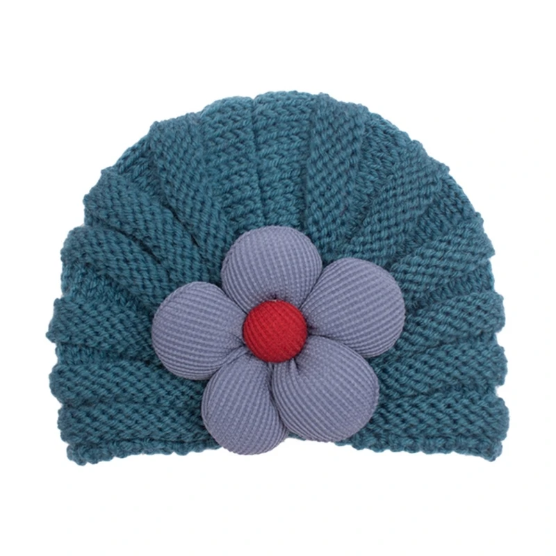 Baby Warm Flower Knitted Hat Floral Knitting Woolen Yarn Hat Girls Beanie Cap Breatable Bonnet Fashion Headwear