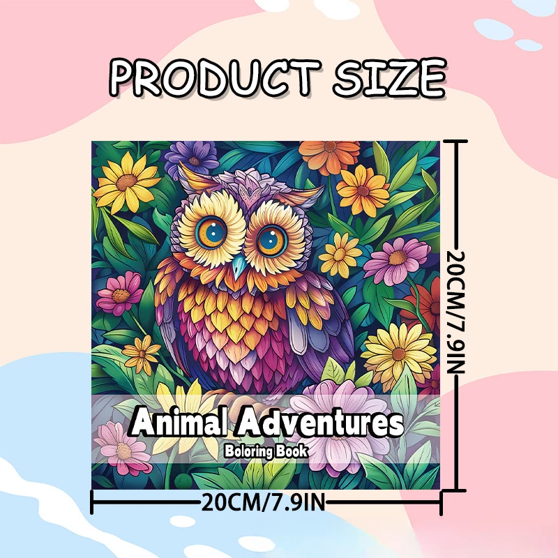 Animal Adventures Coloring Book Cute Line Art and Wildlife Illustrations Relaxing Adult Picture Book for Creative Coloring 4