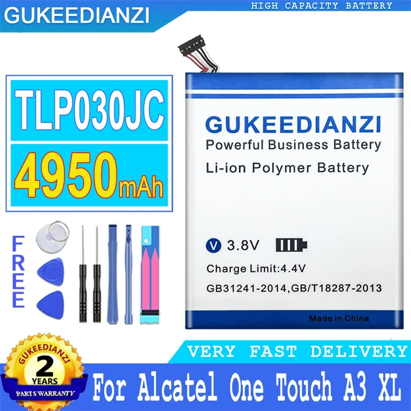 

Аккумулятор GUKEEDIANZI TLP030JC для Alcatel One Touch A3 A 3 XL 9008 9008X 9008D батареи XL9008 + Инструменты для ремонта, 4950 мАч