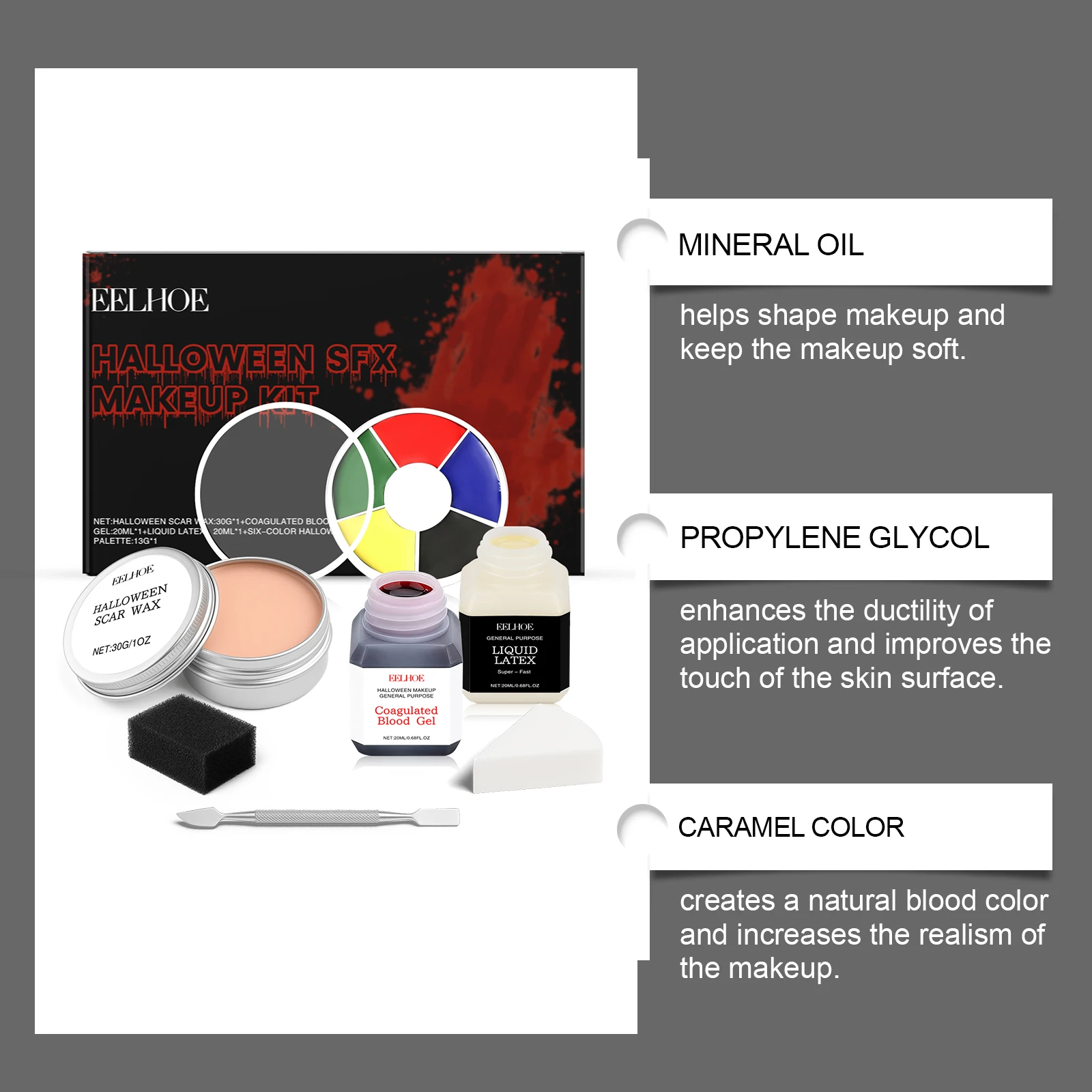 Description Picture 3 of itemRealistic Face Body Paint Oil Stage Special Effects Halloween Wound Scar Wax Tools Washable Special Effects Makeup Kit