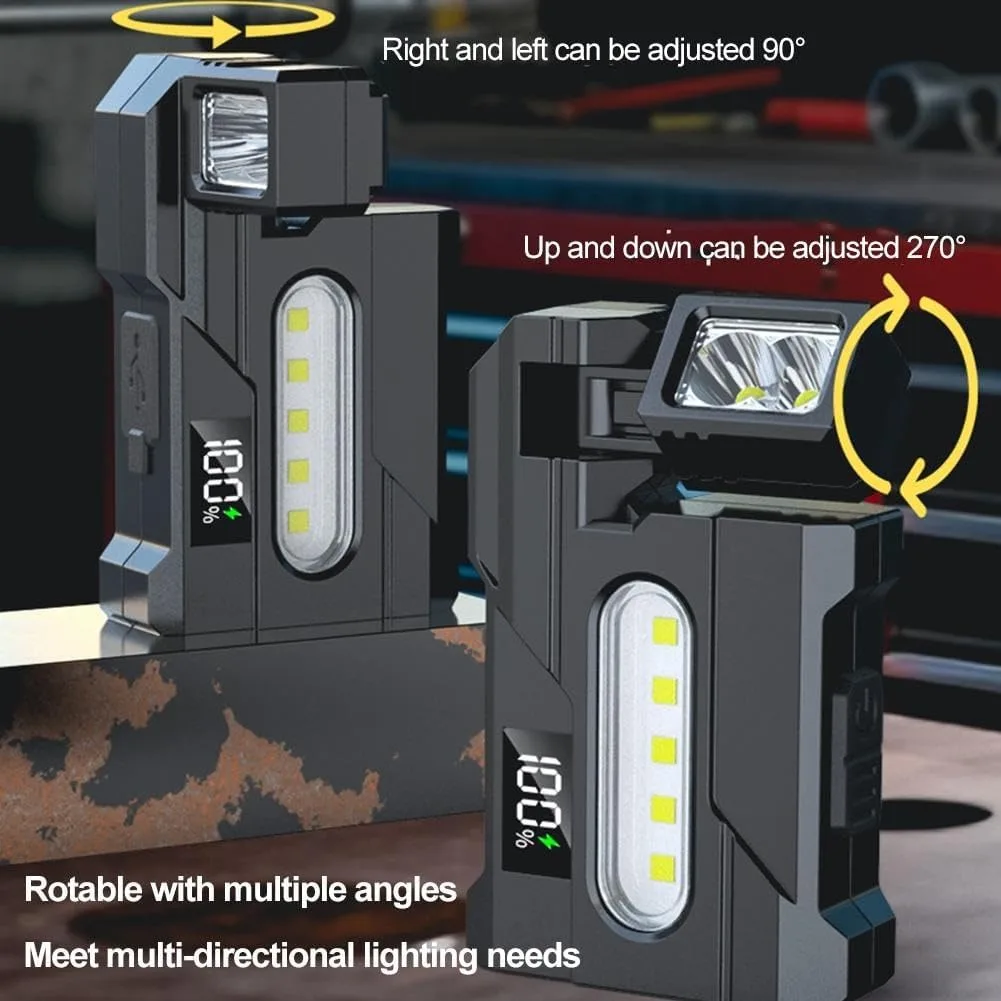 Portable Mini LED Flashlight USB Rechargeable Tail Magnet Super Bright Camping Lantern COB Emergency Warning Light