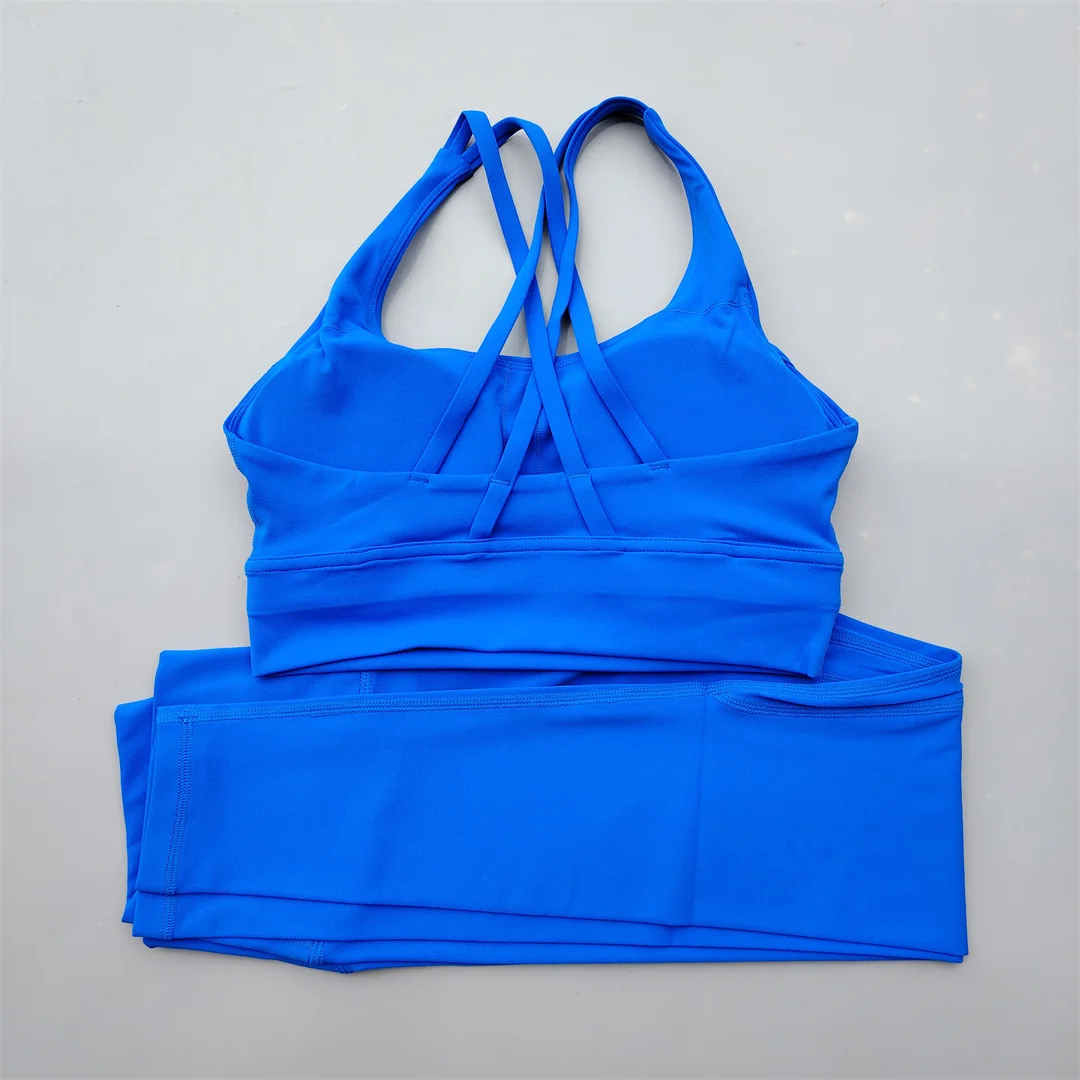 Sexy Yoga Clothes Gym Solid Color Sports Bra Women Leggings Crossed Back Sports Suit Fitness Clothes Soft Breathable Comfortable