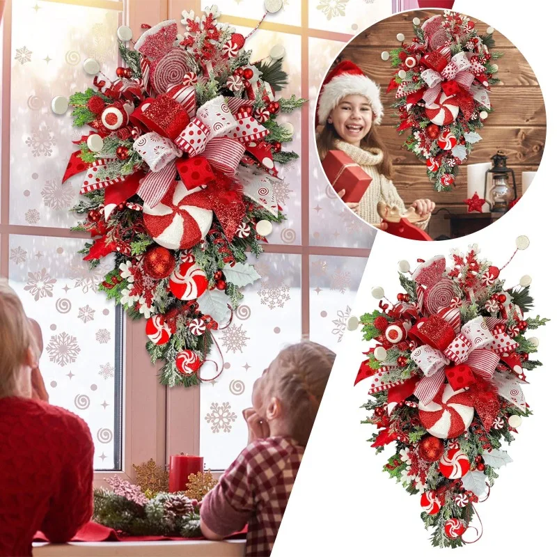 

New Christmas Tree Grass Artificial Fake Plants Door Hanging Candy Hanging Upside Down Tree Wall Home Decoration New Year Gift