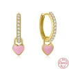 LENNIK 925 Sterling Silver Pendientes Ear Buckle Colorful Lover Heart Enamel Hoop Earring For Women Fashion Jewel Birthday Gifts 1