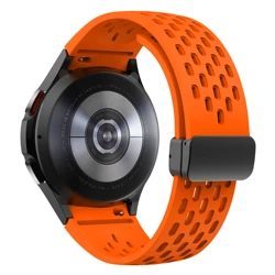 Magnetic Buckle Silicone Strap with No-Gap Design for Watch 4 classic 42mm (Orange)