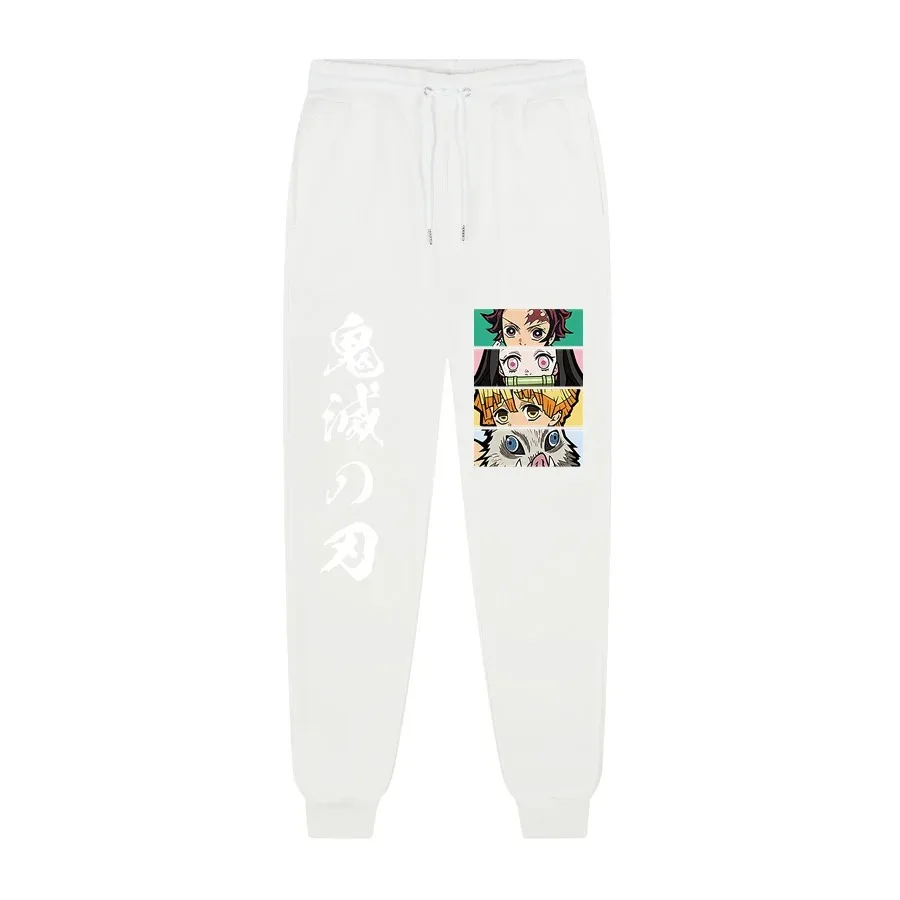 High Quality Fleece Jogging Pants Anime Demon Slayer Eyes Print Anime Print Men's and Women's High Street Sports Pants S-3XL 4