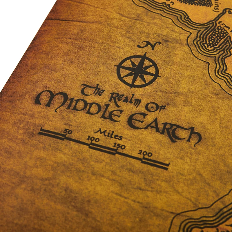 The Rings Middle Earth Map The Retro Kraft Paper Poster Movie Posters Bar Decoration Wall Sticker