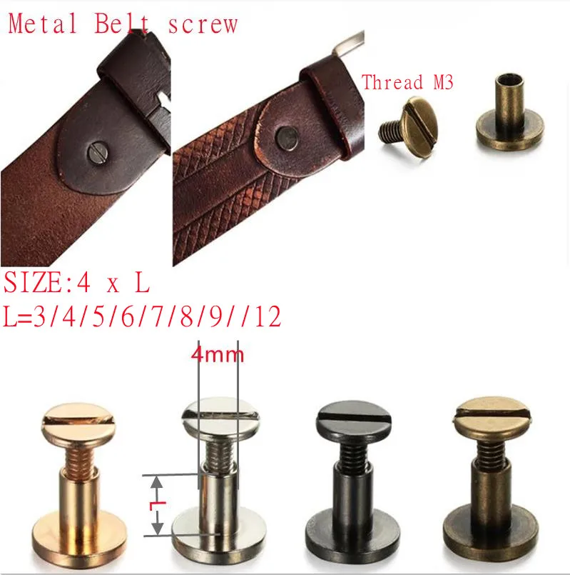 20sets D4(M3) slotted metal binding belt Chicago screws studs rivets for photo album desk calendar leather craft belt wallet rivets and fasteners rivets and screws binding screws